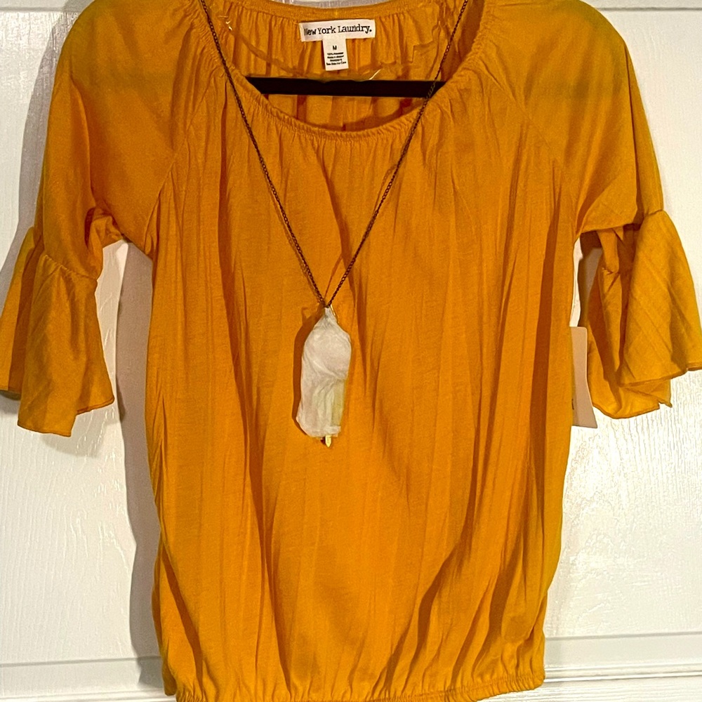 Size M yellow flowy lightweight blouse
